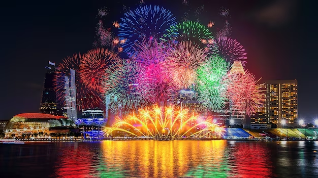 Fireworks display at Dubai Festival City - Spectacular celebration of lights and colors